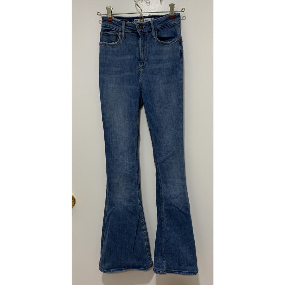 Hollister California High Rise Flare Jeans Light Wash Size O0R Boho Western Y2K